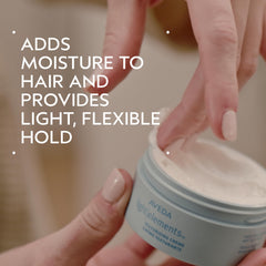 Palm-emulsified Aveda creme demonstrates quick texture creation.