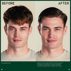 Hair showing defined texture with Aveda grooming cream for natural shine