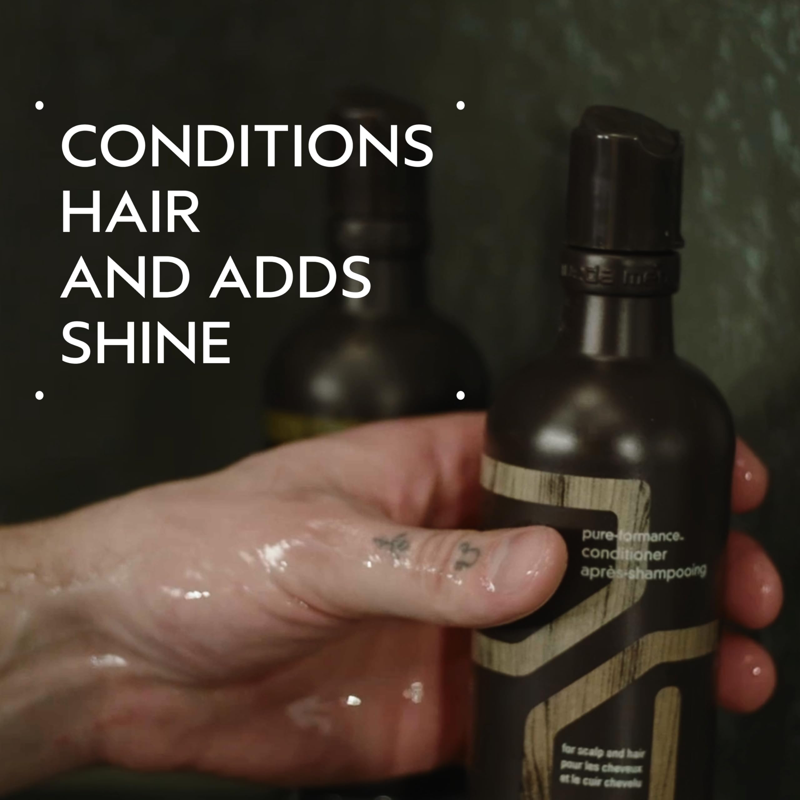 Aveda Men Pure-Formance Conditioner hair nourishment for softer, shinier strands after styling.
