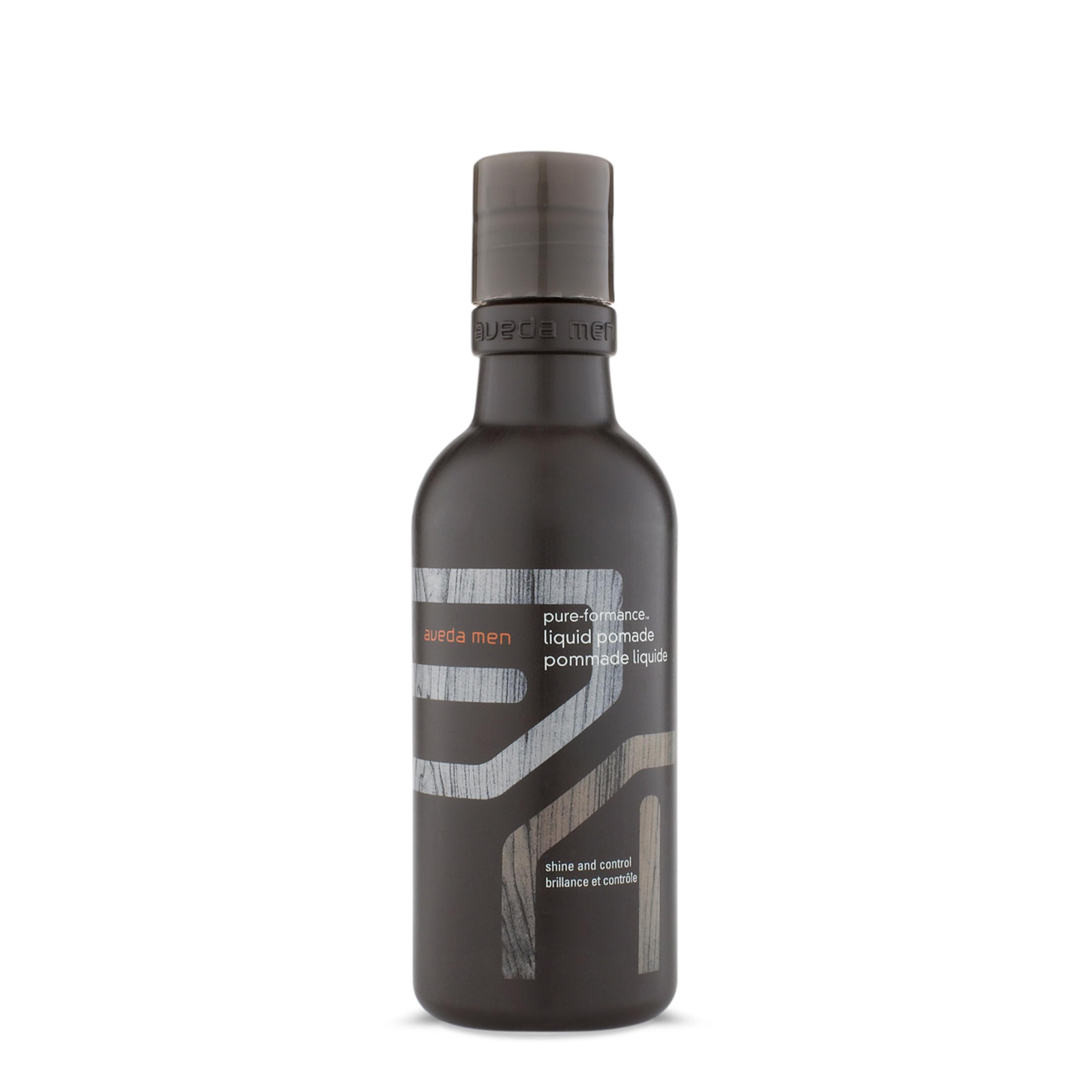 Aveda Men Pure-Formance Liquid Pomade bottle closeup for natural hold and shine