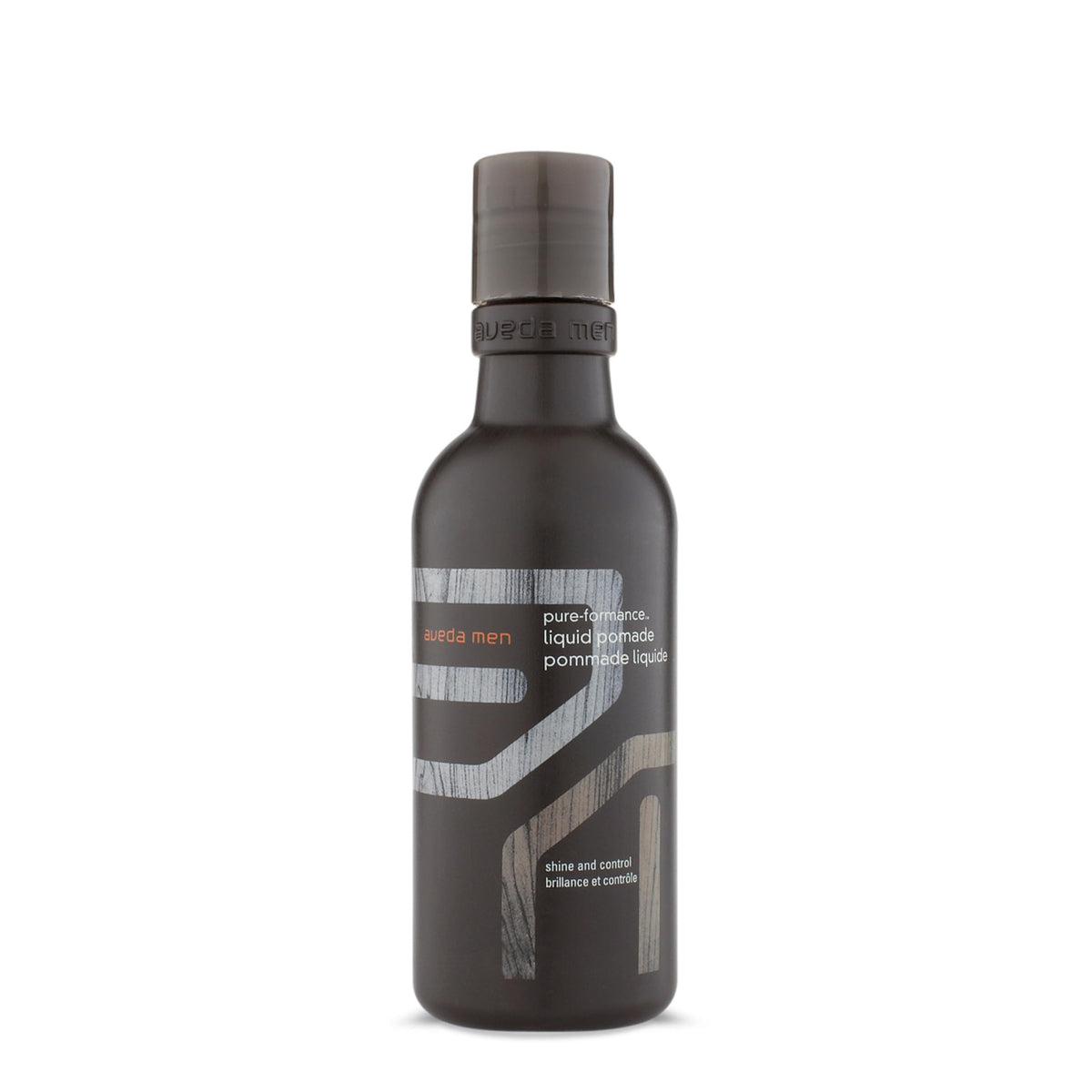 Aveda Men Pure-Formance Liquid Pomade bottle closeup for natural hold and shine