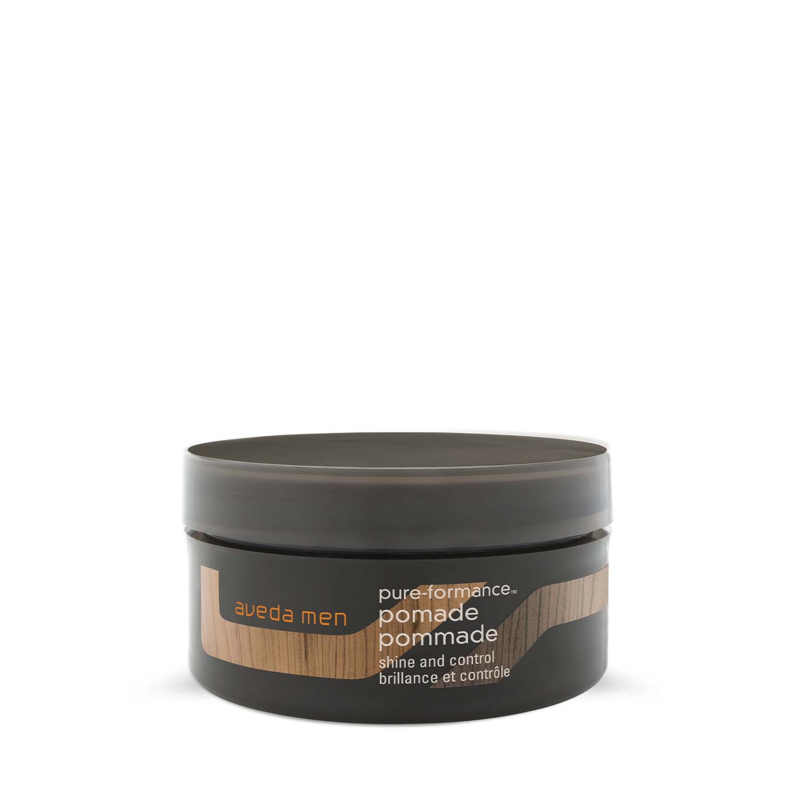 Aveda Men Pure-Formance Pomade bottle close-up showing strong, non-greasy hold