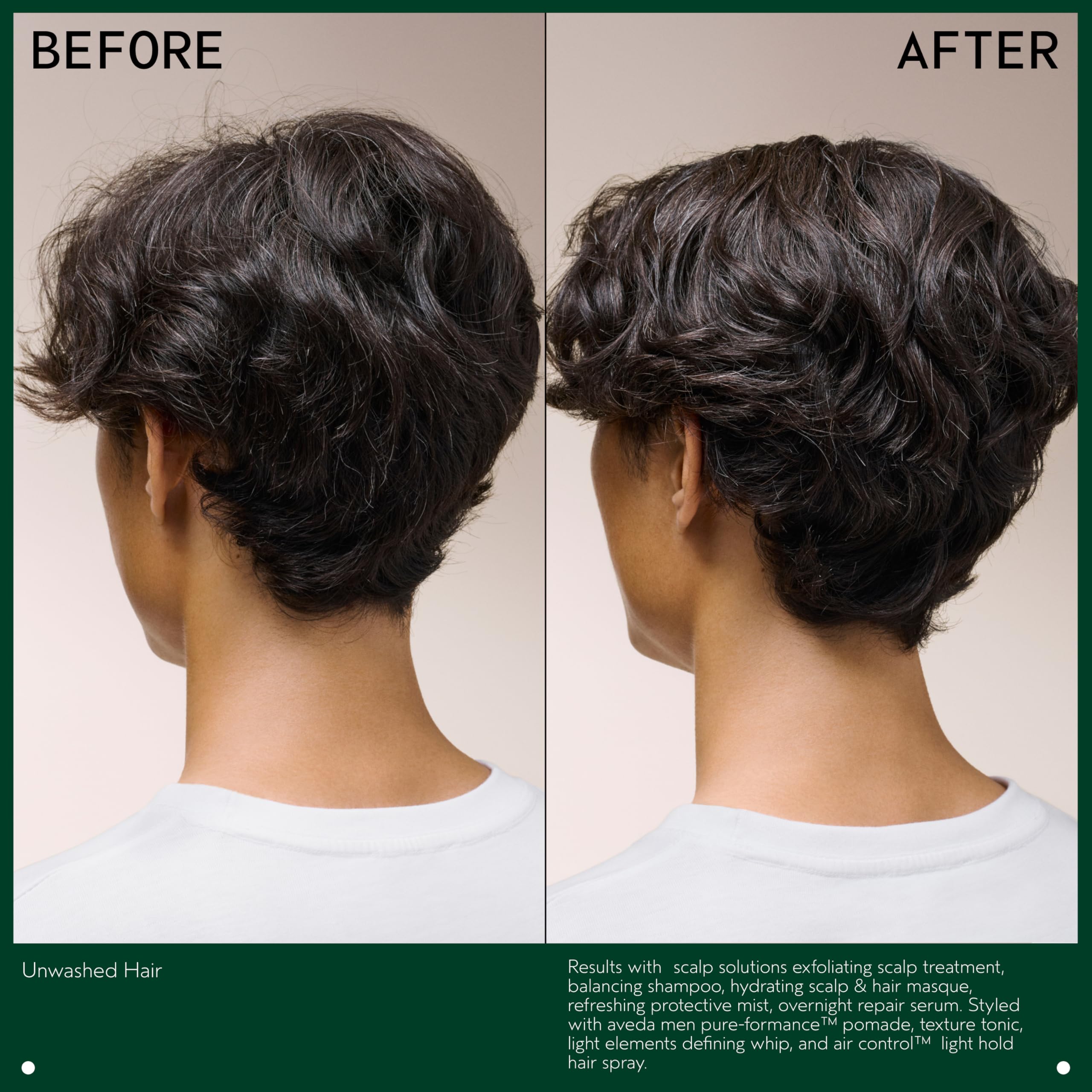 Application on damp hair demonstrates effortless control with Aveda Pure-Formance Pomade