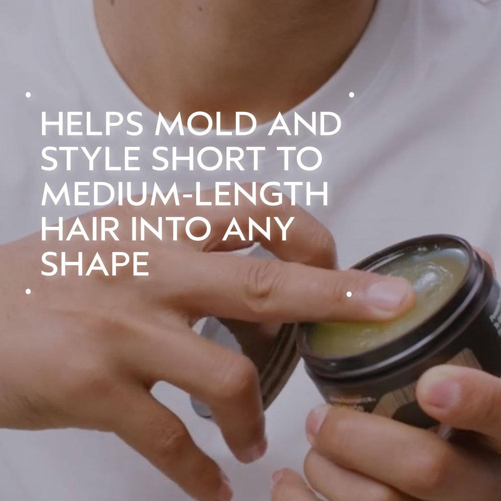 Aveda Men Pure-Formance Pomade dispenses palm-ready product for quick styling