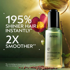 Aveda Miraculous Oil being dispensed for mid-length ends