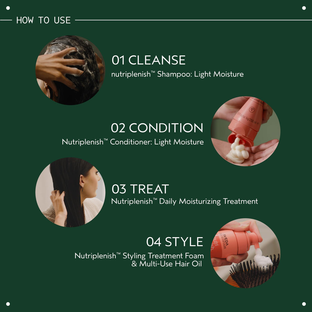 Aveda Nutriplenish Conditioner Light Moisture packaging with pump for easy dispensing.