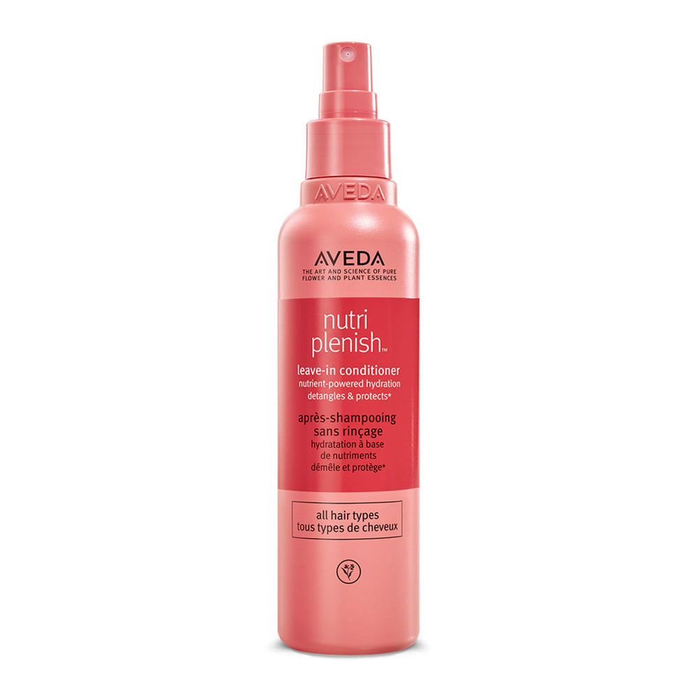 Aveda Nutriplenish Leave-In Conditioner bottle hydrates and detangles hair.