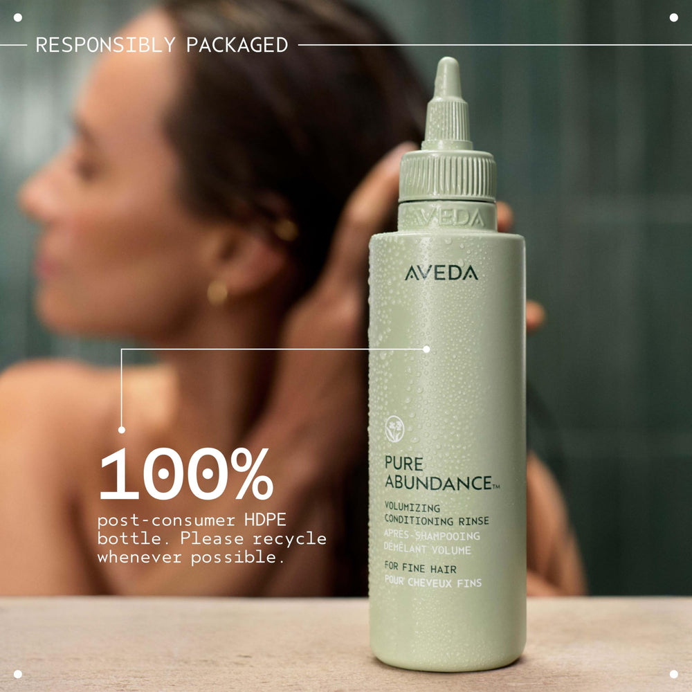 Gift-ready packaging of Aveda Pure Abundance conditioning line.