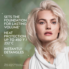 Aveda Pure Abundance spray mist dispense showing even coverage for detangling and styling