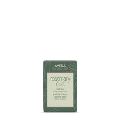 Aveda Rosemary Mint Bath Bar packaging highlights vegan formula and eco-friendly design.