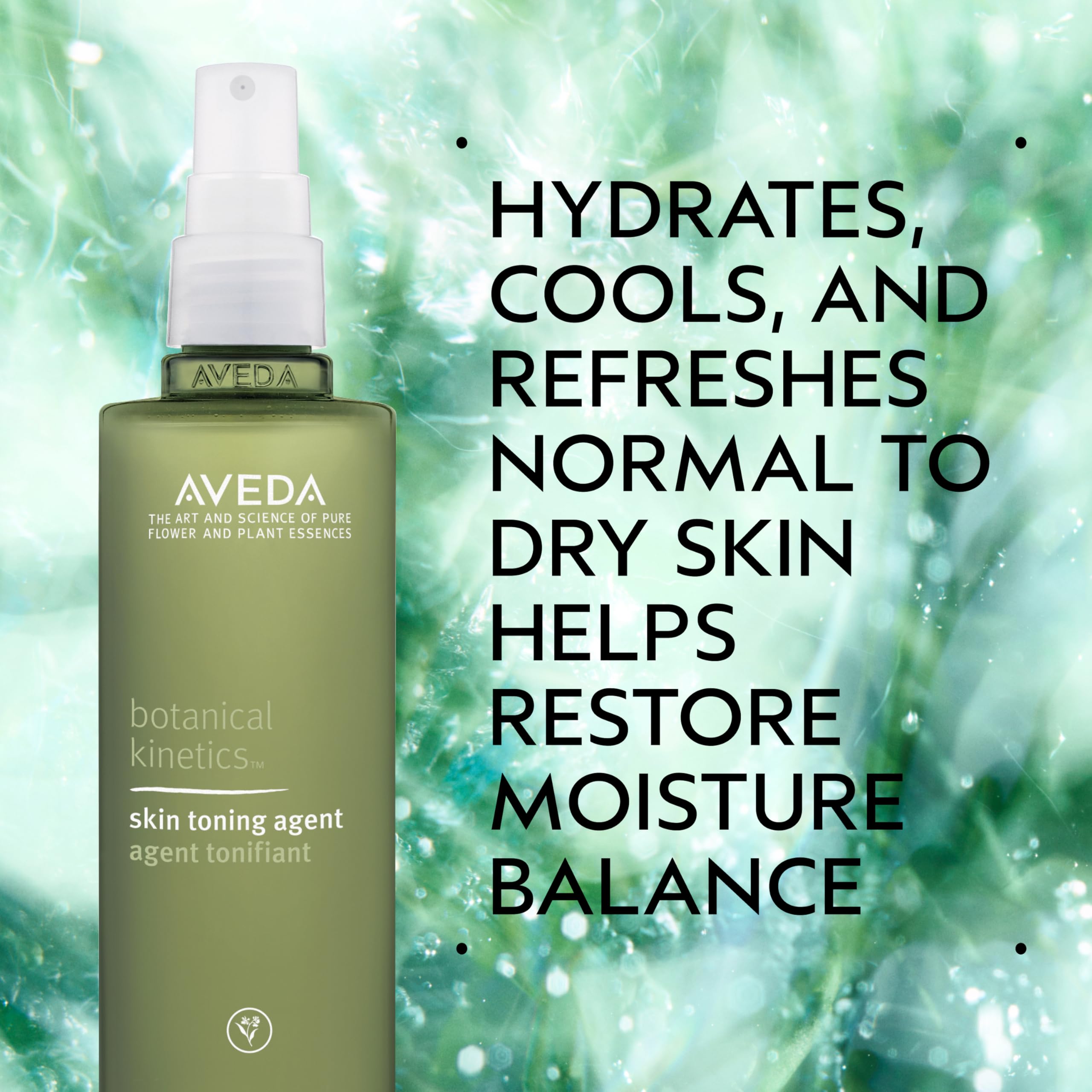 Close-up of Aveda rosewater toner mist highlighting soothing aroma and hydration.