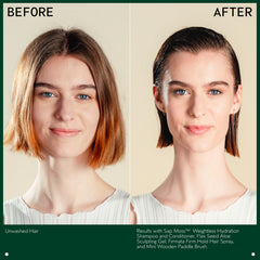 Aveda Sap Moss in-use application on hair for smooth detangling