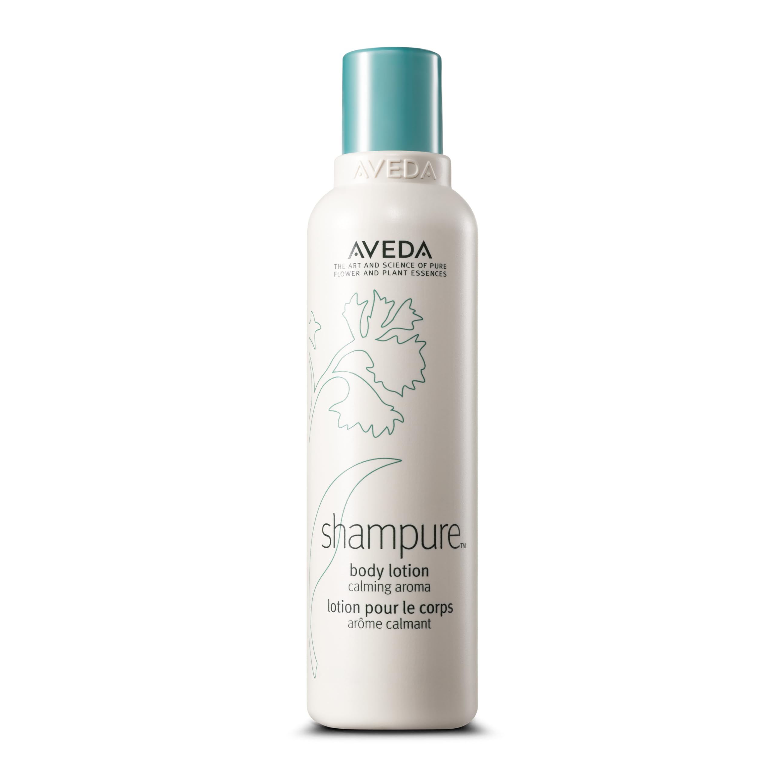 Aveda Shampure Body Lotion bottle showing organic olive oil for daily moisture