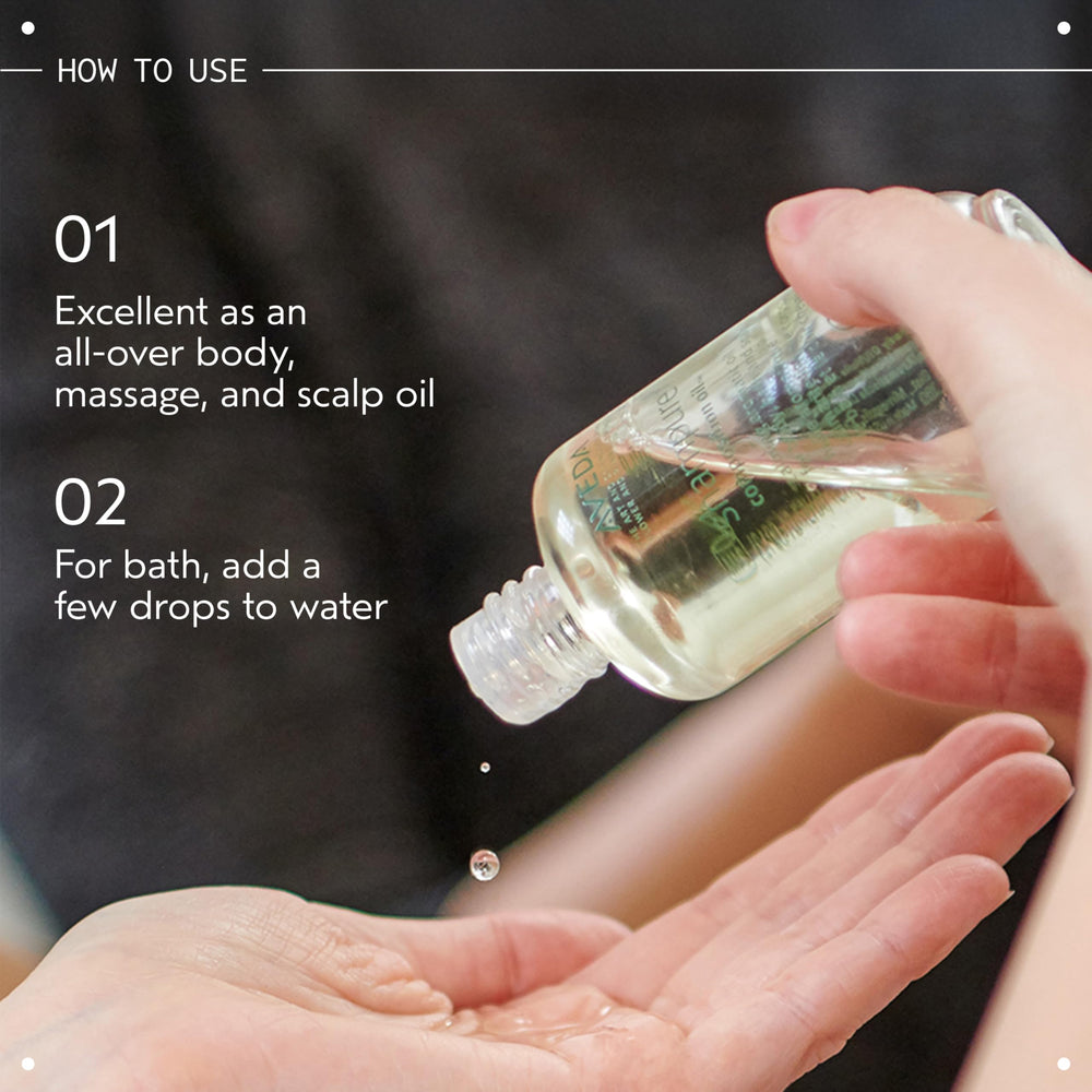 Aveda Shampure Composition Oil packaging emphasizing vegan and cruelty-free credentials.