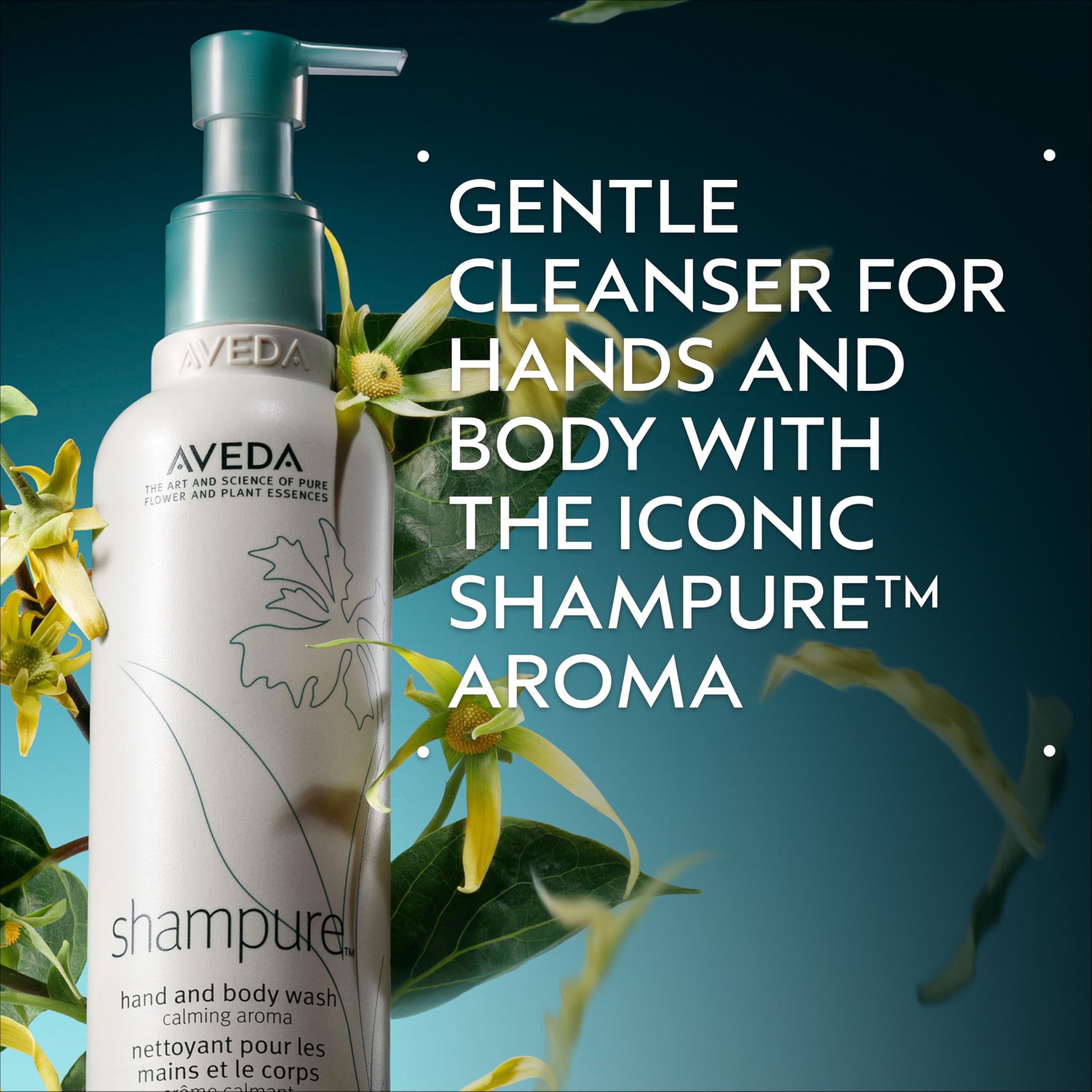 Shampure Hand & Body Wash pump showing gentle, plant-based cleansing.