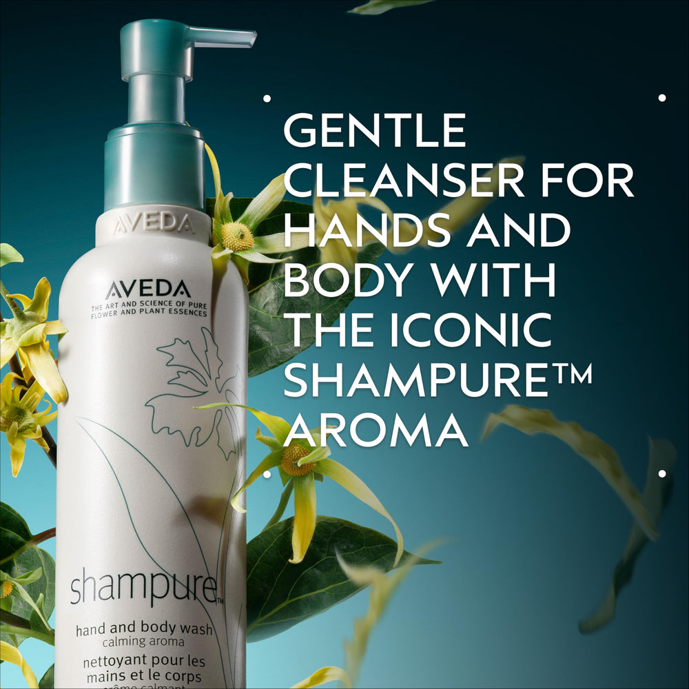 Shampure Hand & Body Wash pump showing gentle, plant-based cleansing.