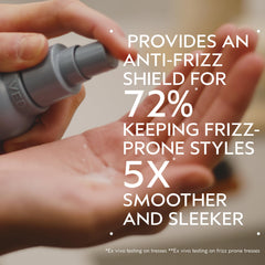 Aveda Smooth Infusion bottle back highlights silicone-free formula and natural ingredients.