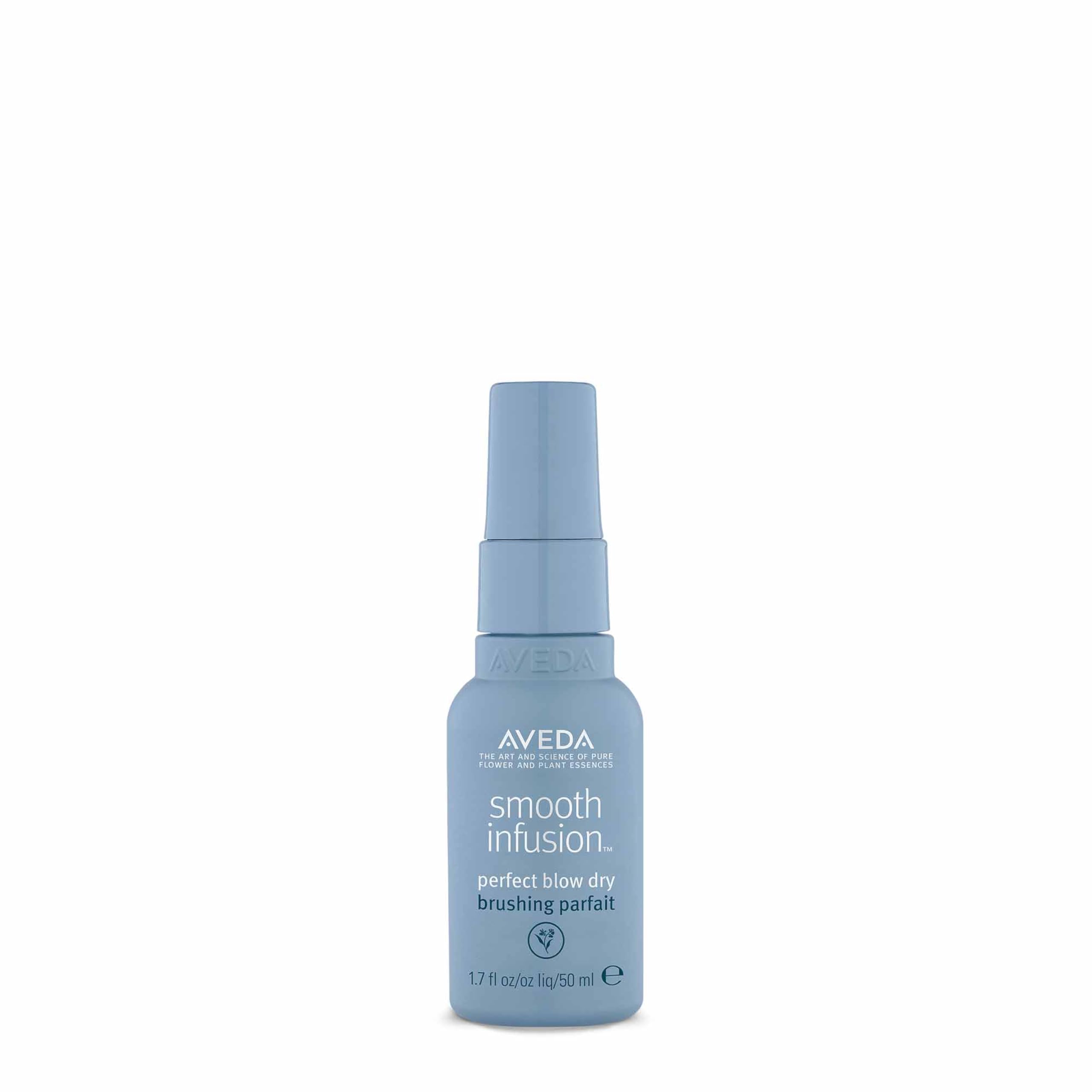Aveda Smooth Infusion: botella con escudo antifrizz para cabello más suave.