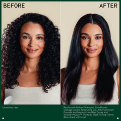 Aveda Smooth Infusion Perfectly Sleek on textured hair after use with reduced frizz.