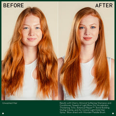 Volumen visible en el peinado gracias a Aveda Thickening Tonic.