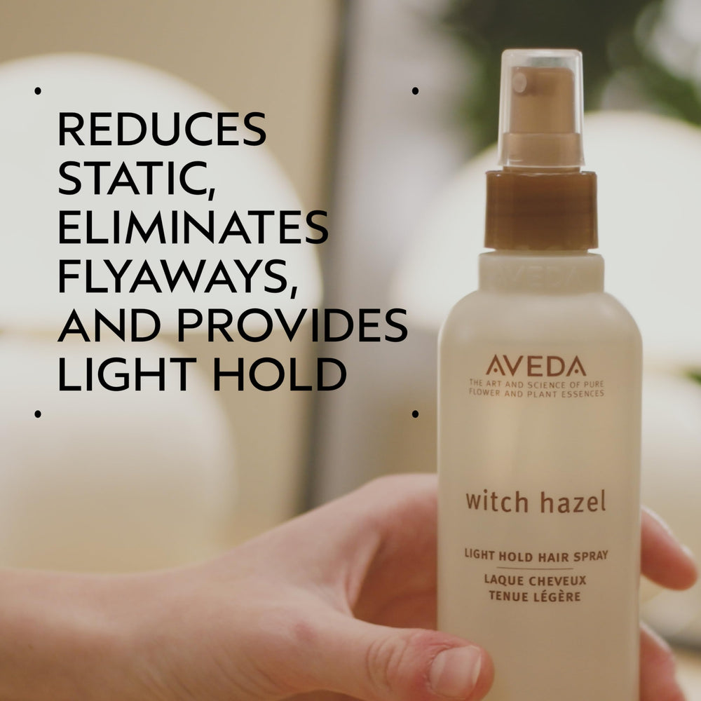 Aveda Witch Hazel Light Hold Hair Spray dispenser shows easy pump action.