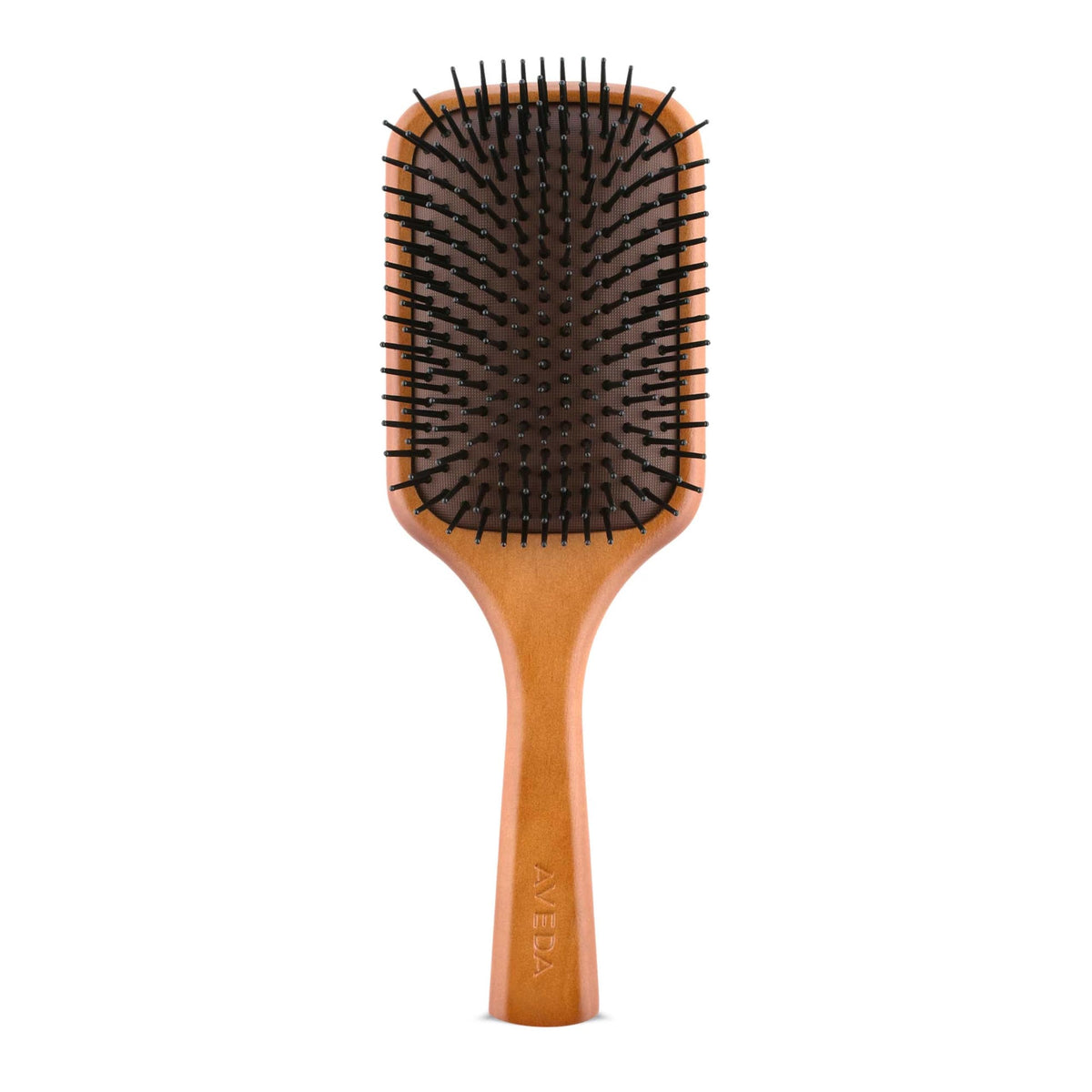 Aveda Wooden Paddle Brush detangles hair with extended bristles.