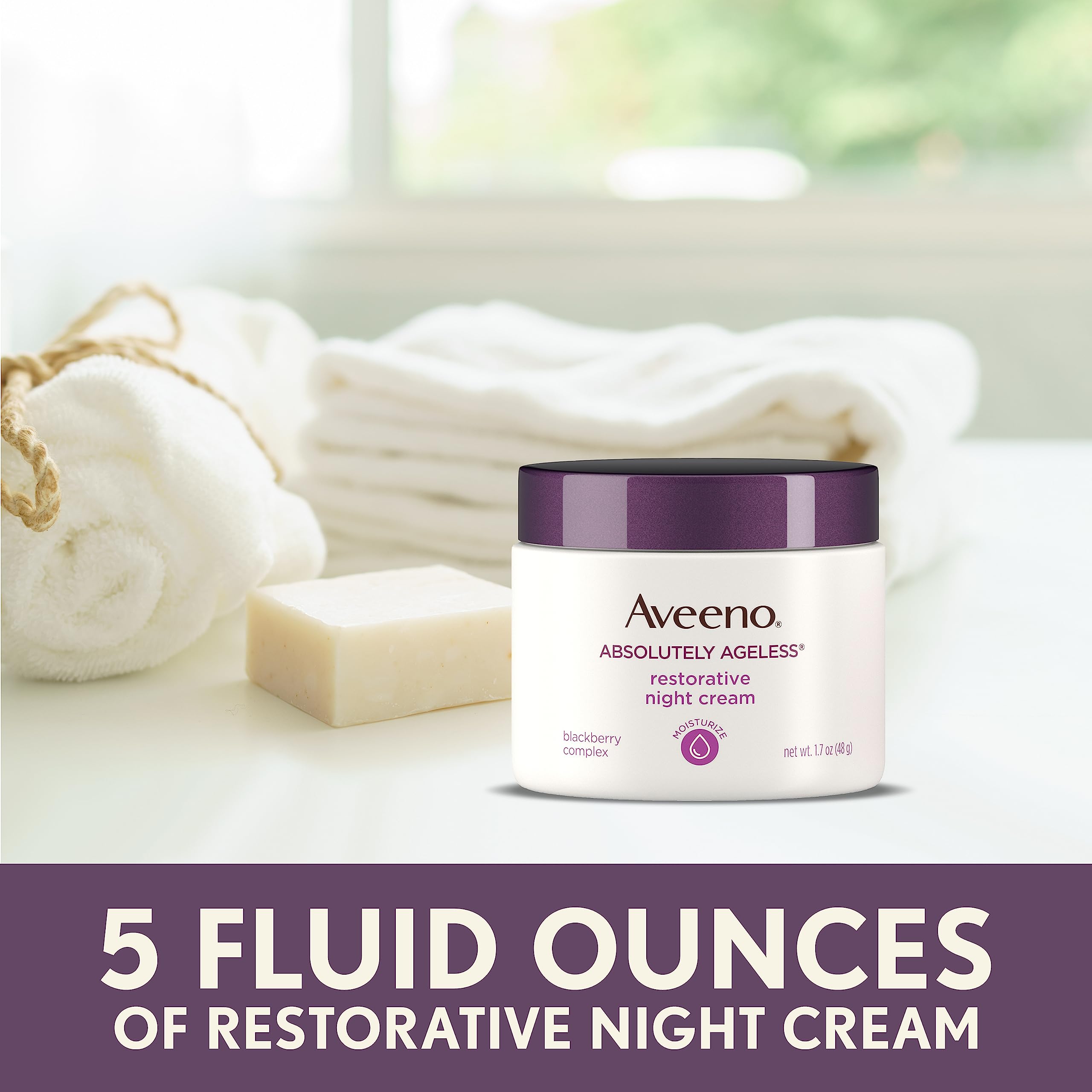 Aveeno Absolutely Ageless outer packaging demonstrates product identity and care promise.