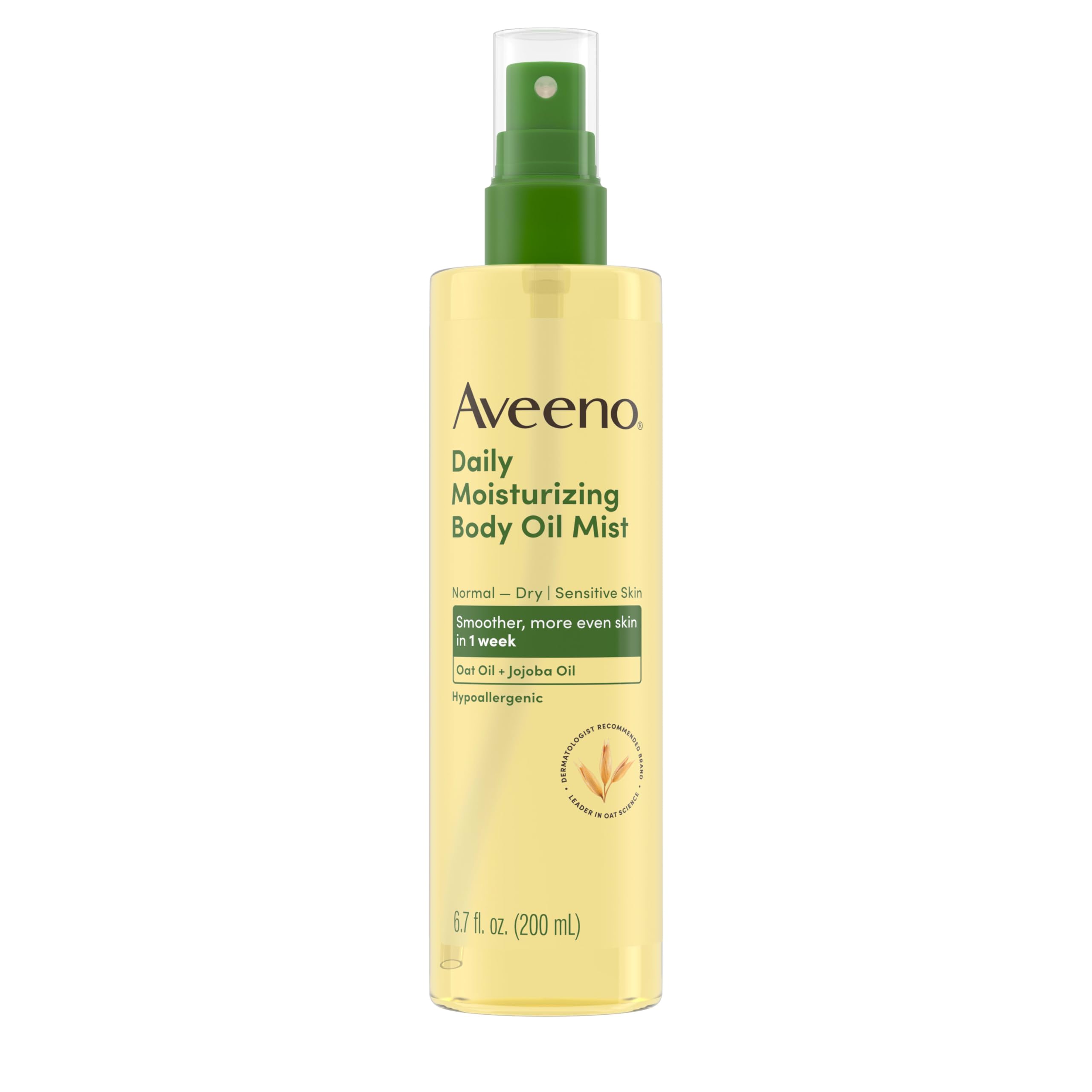 Aveeno Aceite Corporal Seco para piel sensible en uso diario.
