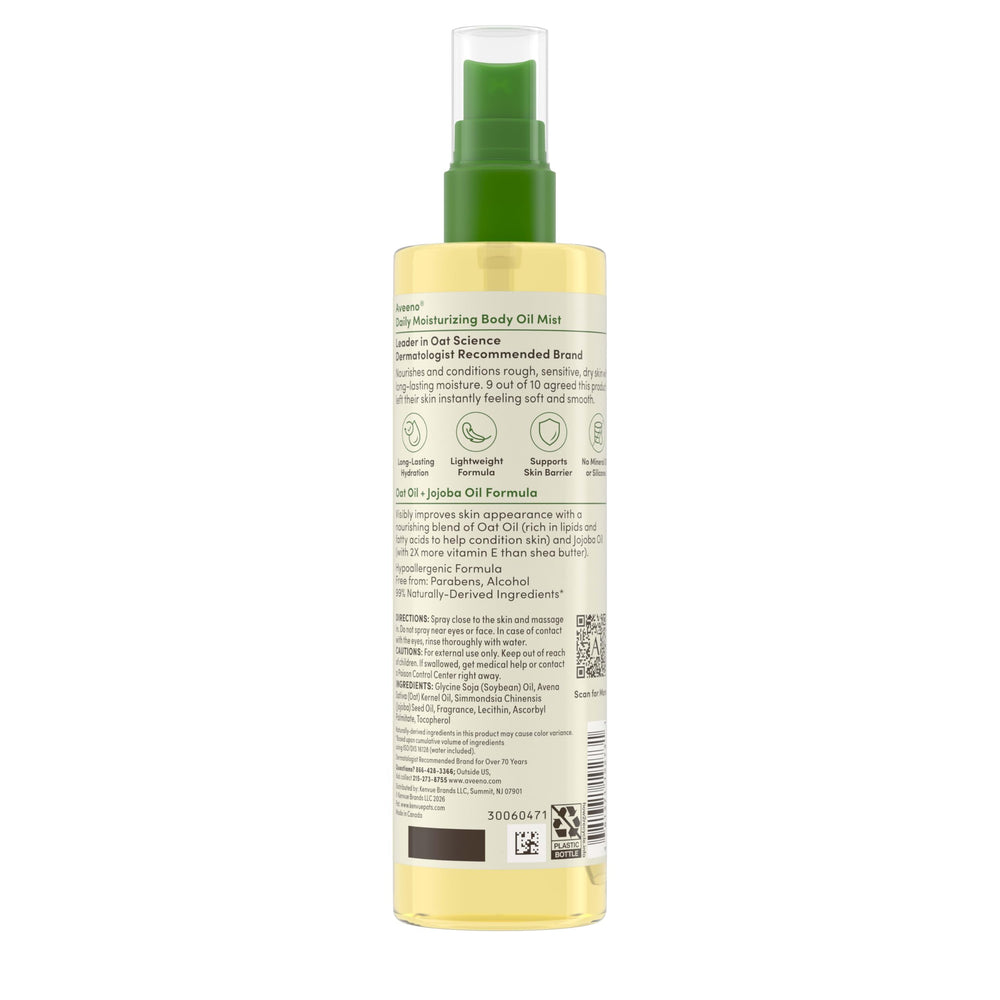 Aveeno Aceite Corporal Seco piel suave y nutrida tras uso diario.
