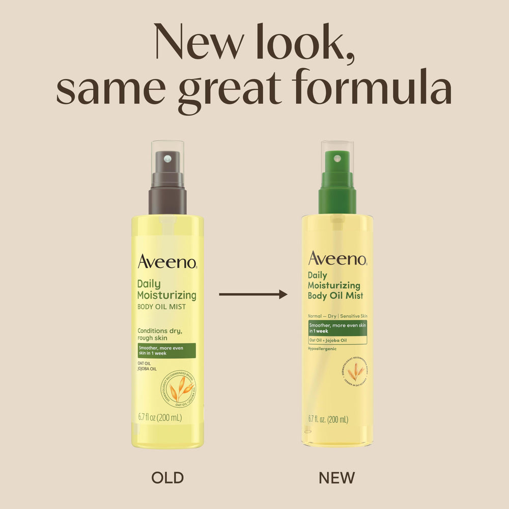Aveeno Aceite Corporal Seco, textura ligera y absorción rápida.