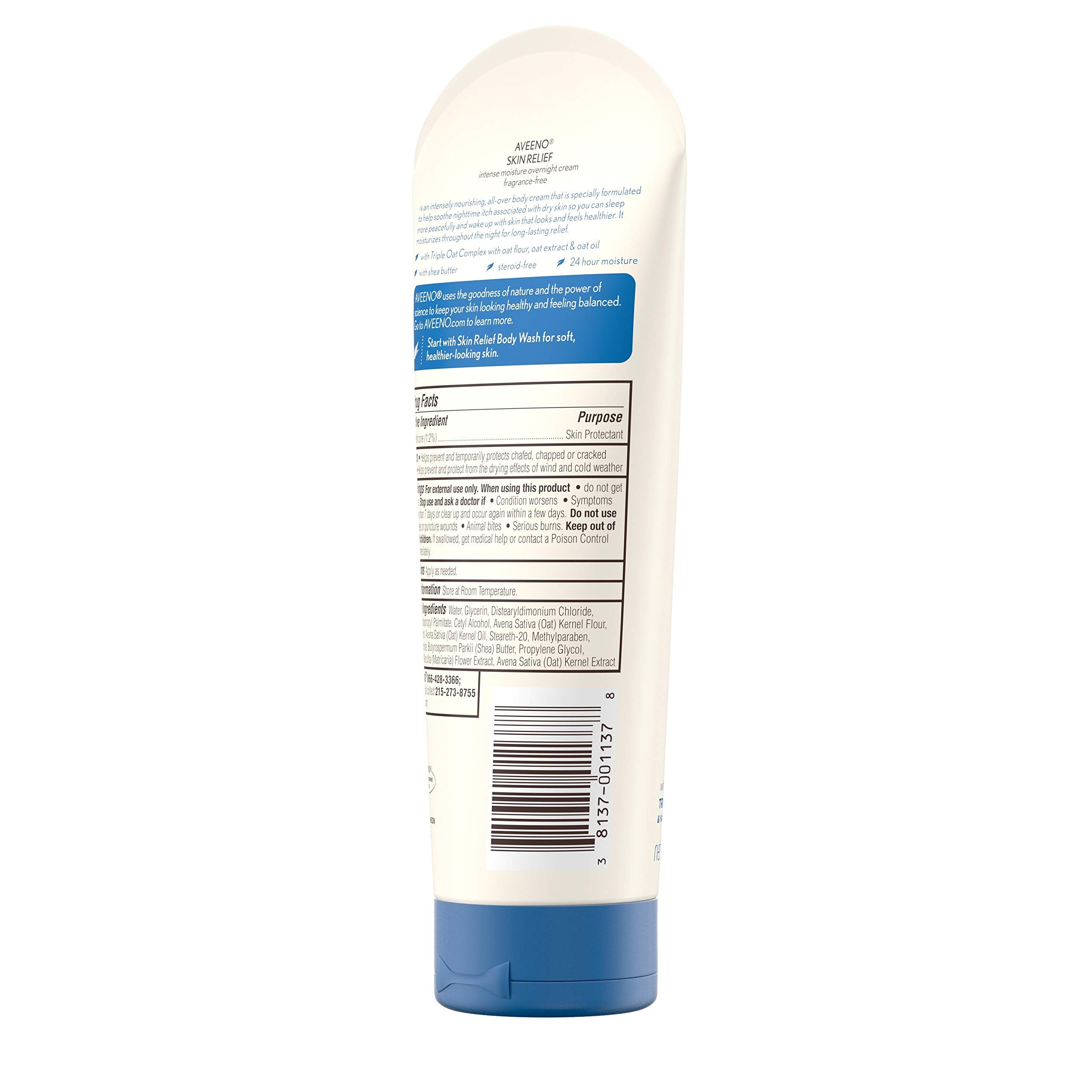 Aveeno Aplicación Nocturna, hidratación suave al despertar.