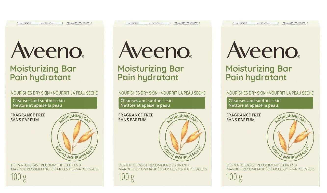Aveeno Bar Seco Piel: limpieza suave para rostro sensible.