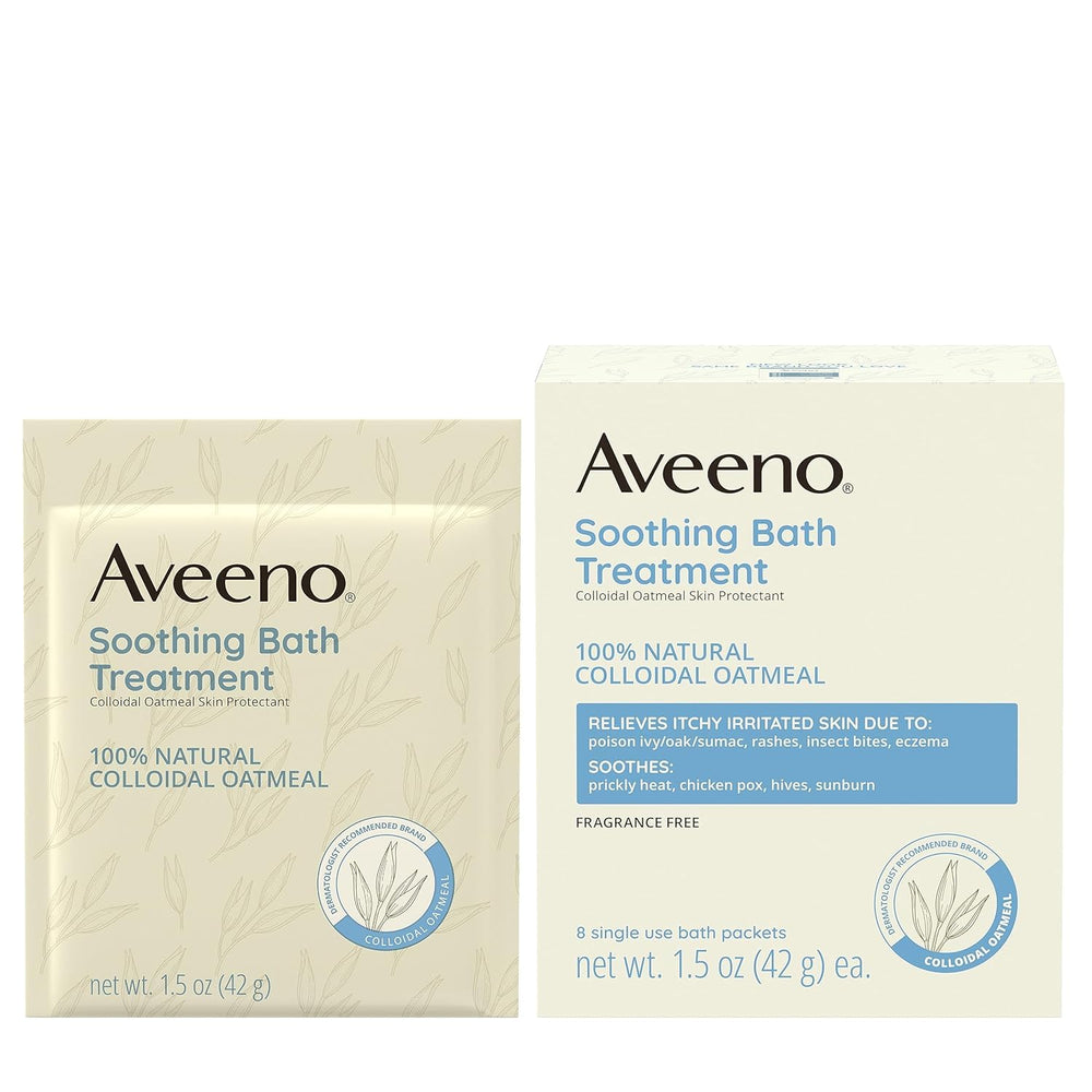 Aveeno fragrance-free bath soak disperses in warm water for itchy skin relief.