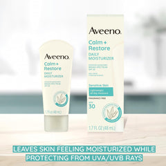 Aplicación suave de Aveeno Calm + Restore en las manos para uso diario.