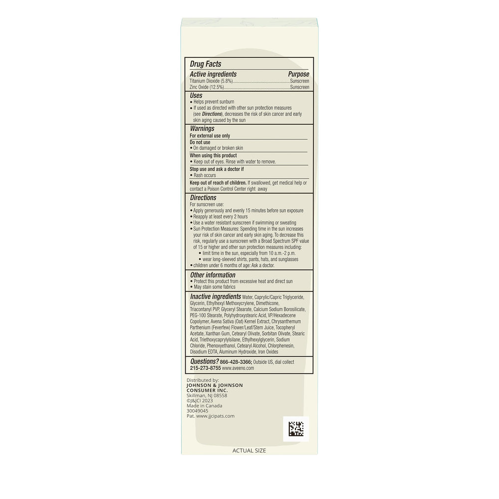 Envase de Aveeno Calm + Restore con 40% plástico posconsumo.