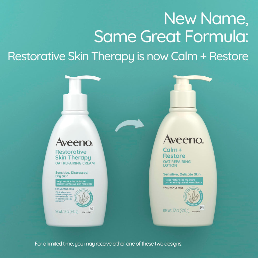 Textura suave de loción Aveeno Calm Restore para piel seca