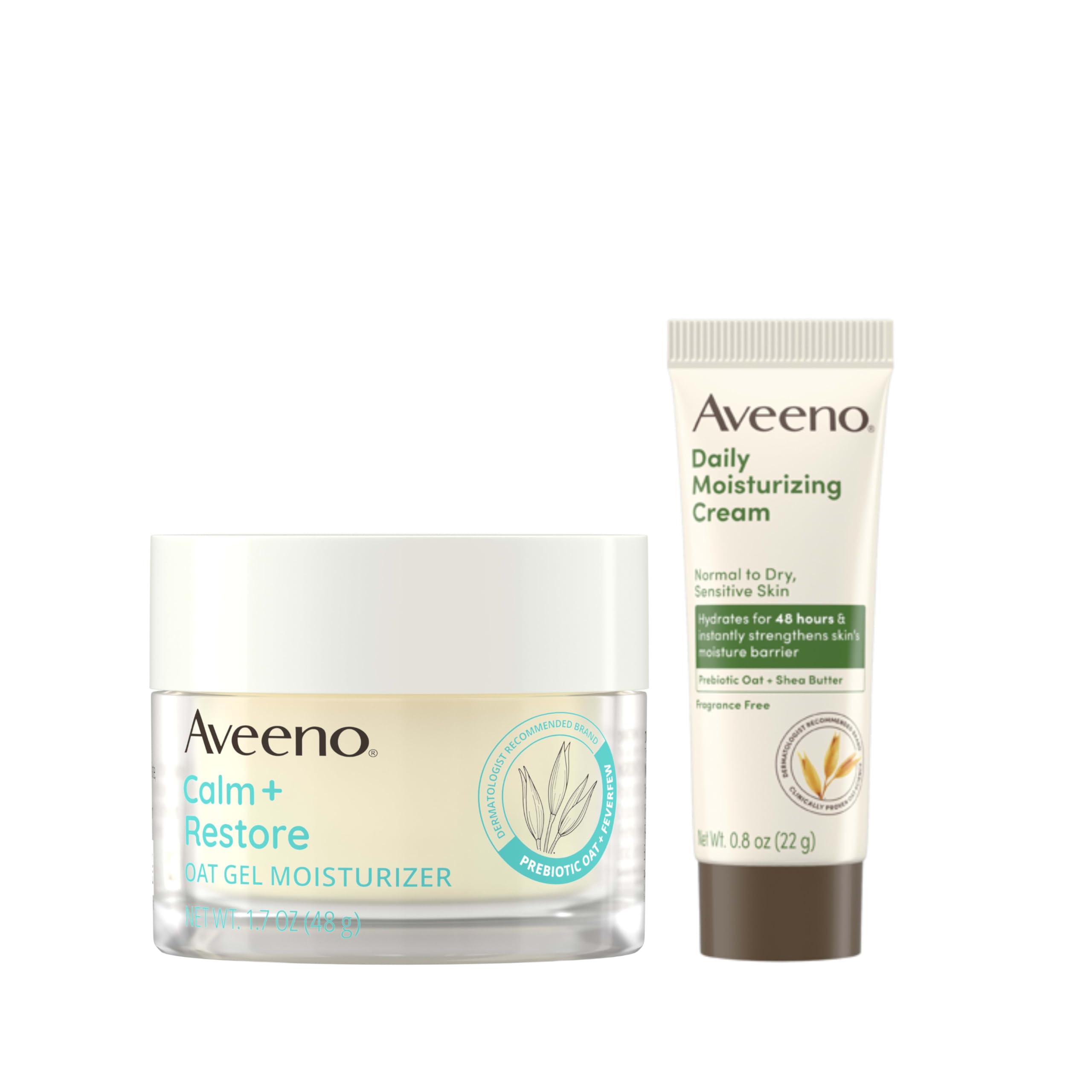 Aveeno Calm and Restore Oat Gel facial moisturizer bottle for sensitive skin hydration
