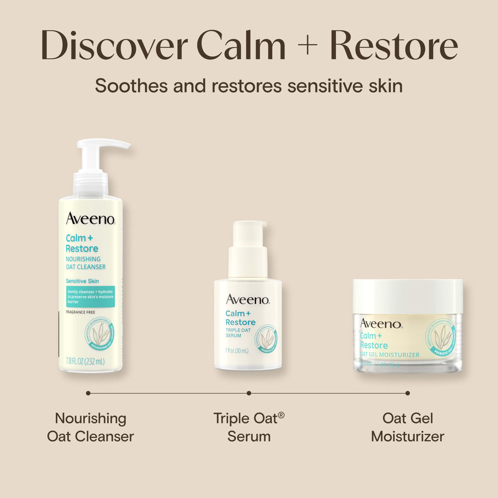 Aveeno Calm + Restore recomendado por dermatólogos para piel sensible.