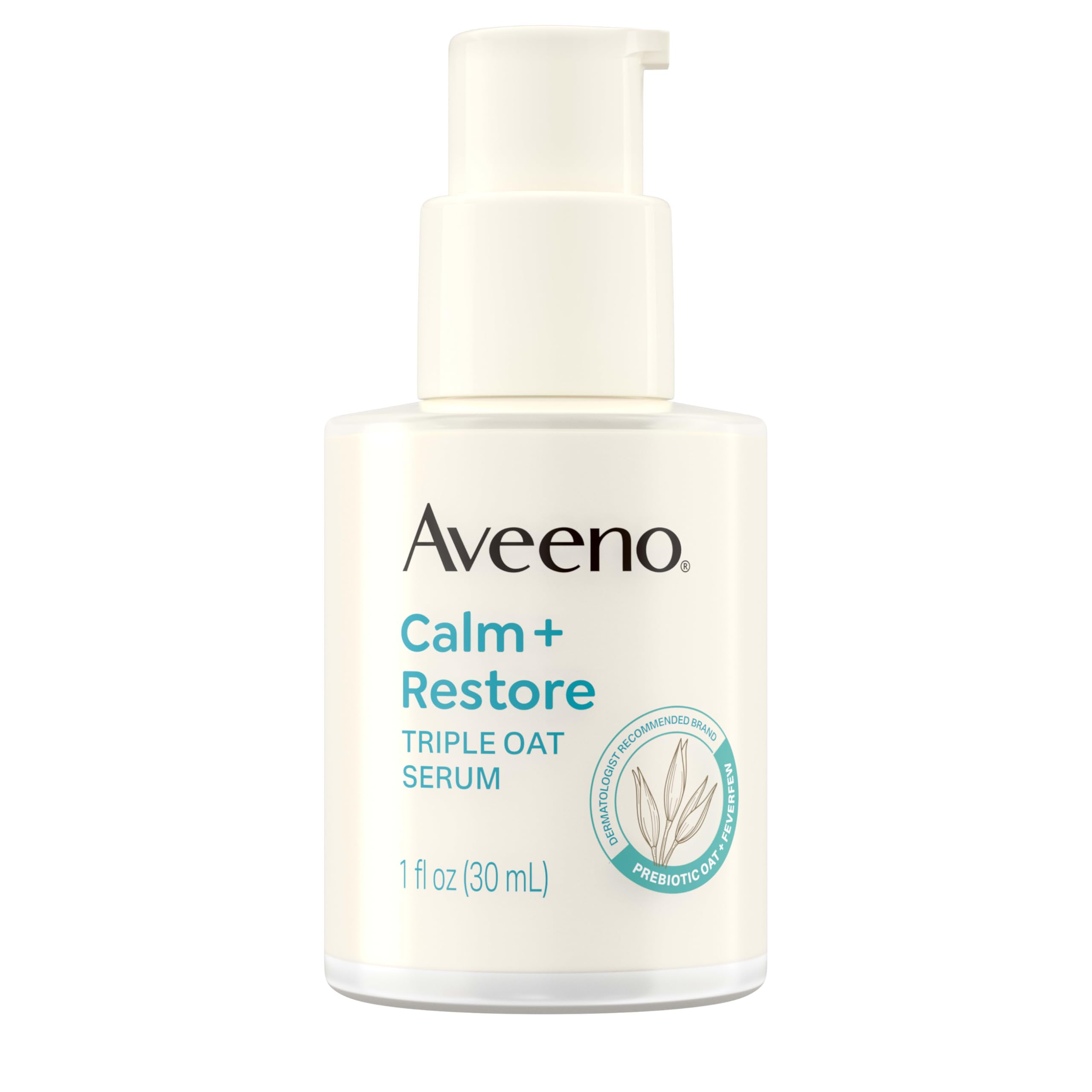 Aveeno Calm + Restore serum bottle for easy, mess-free application.