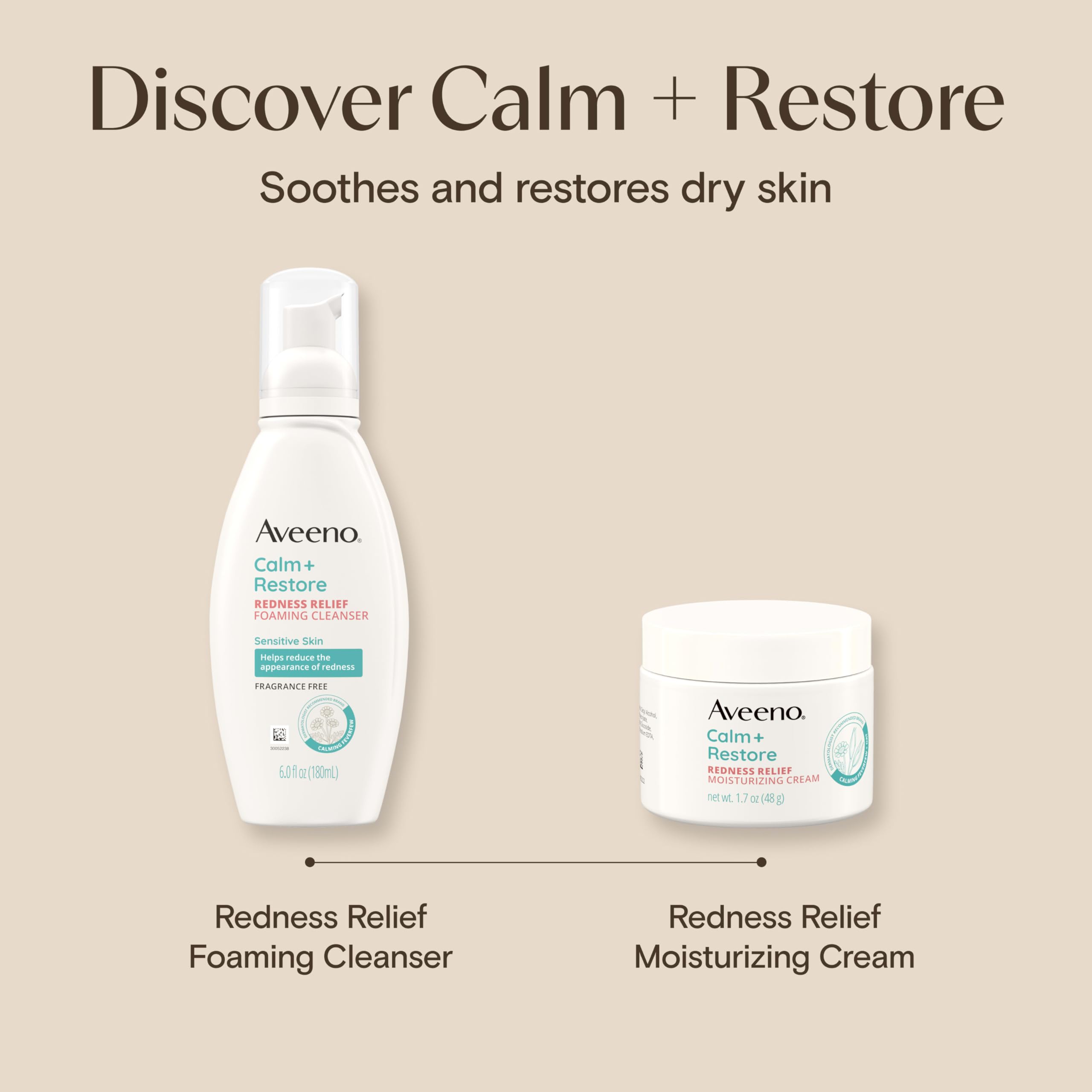 Aveeno Calm and Restore after-use skin appears smooth.