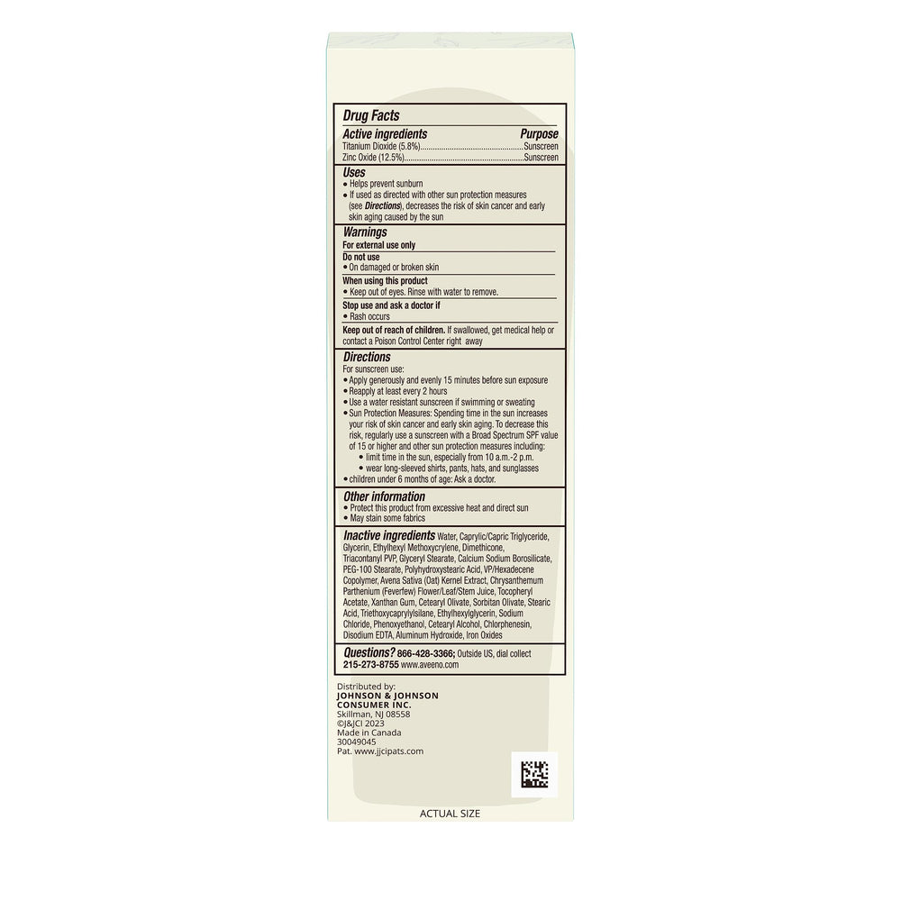 Uso diario en cuerpo con Aveeno Calm + Restore para hidratación y protección solar.