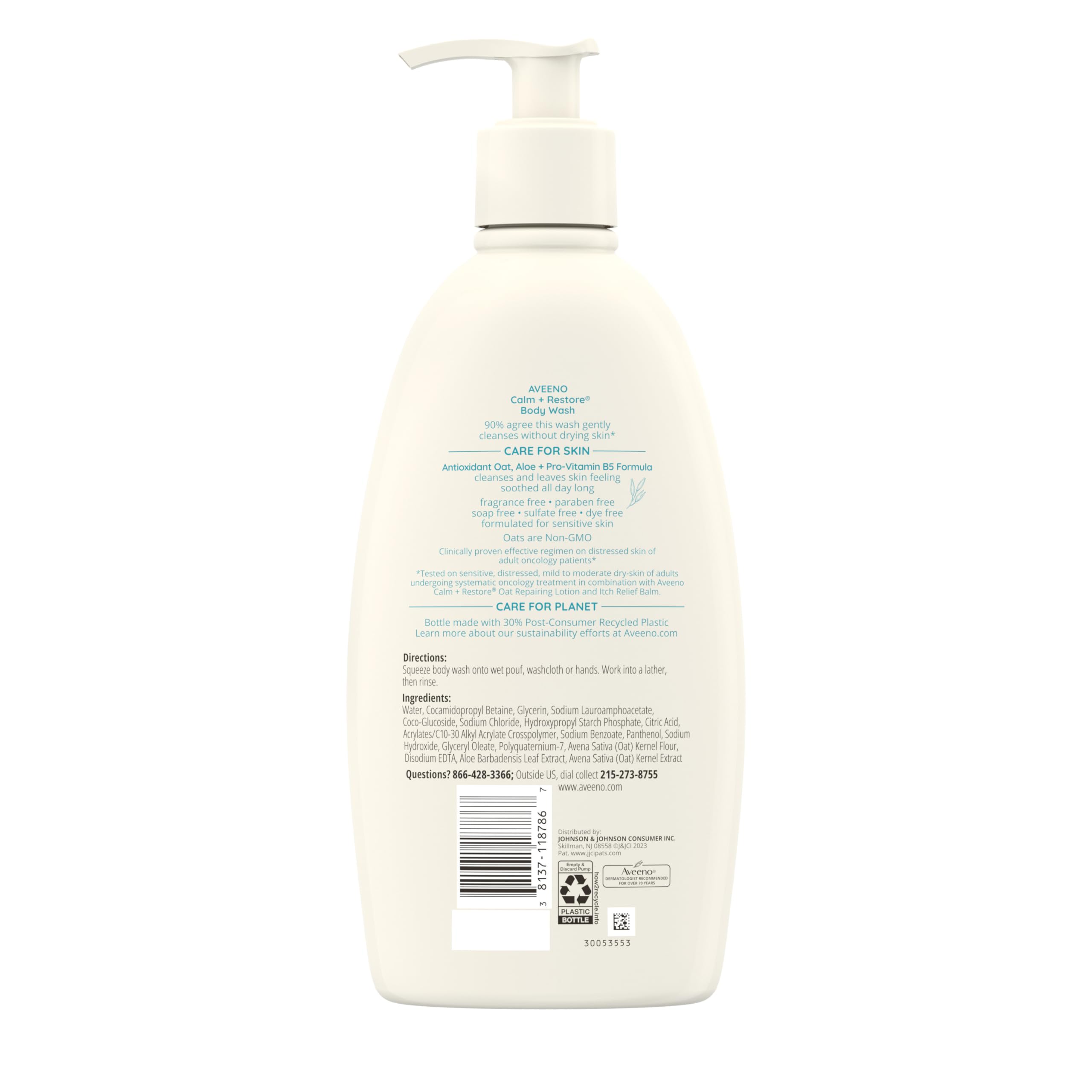 Uso diario recomendado para piel sensible y seca con Aveeno Calm + Restore.