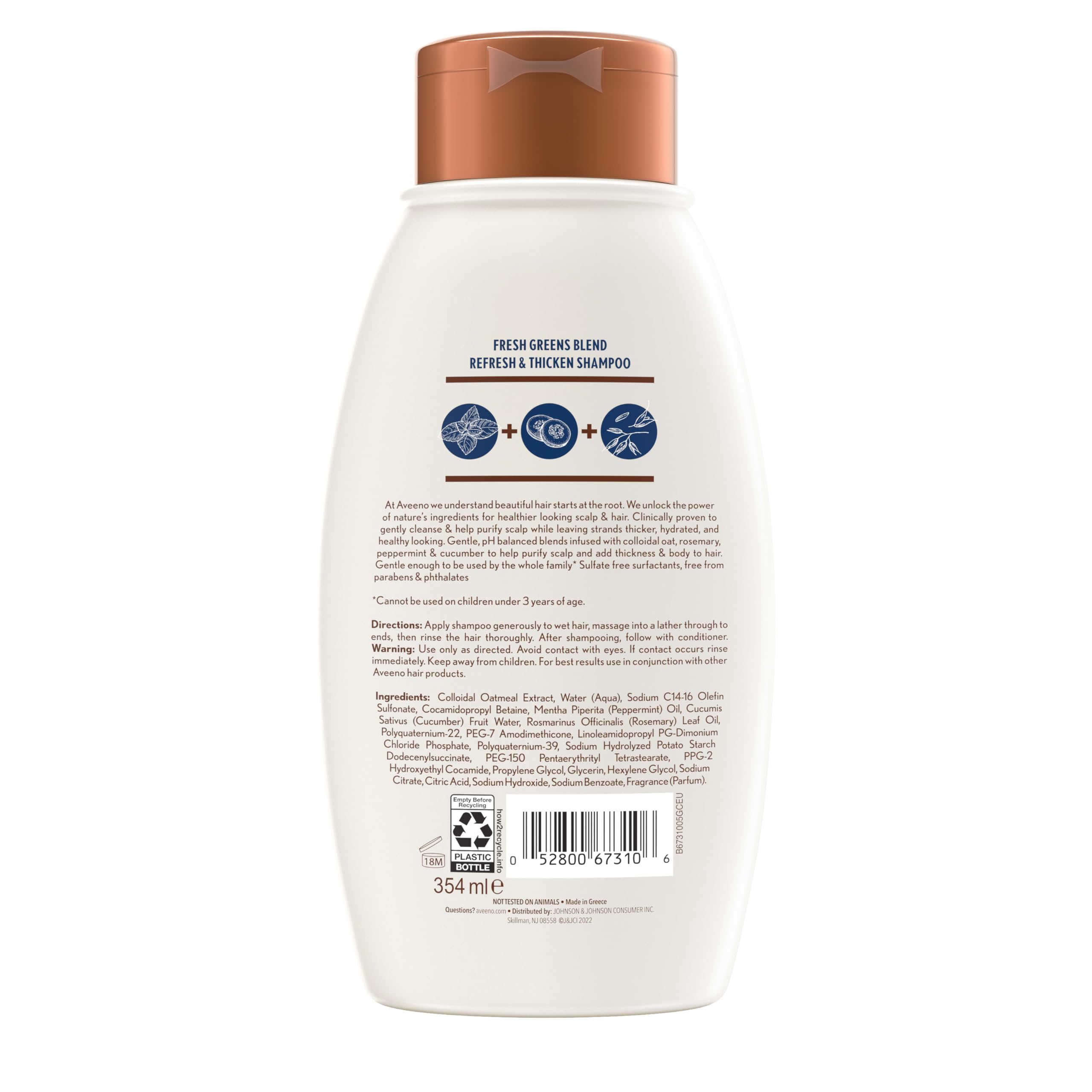 Aveeno Champú Fresh Greens Blend: aroma fresco que acompaña el lavado.