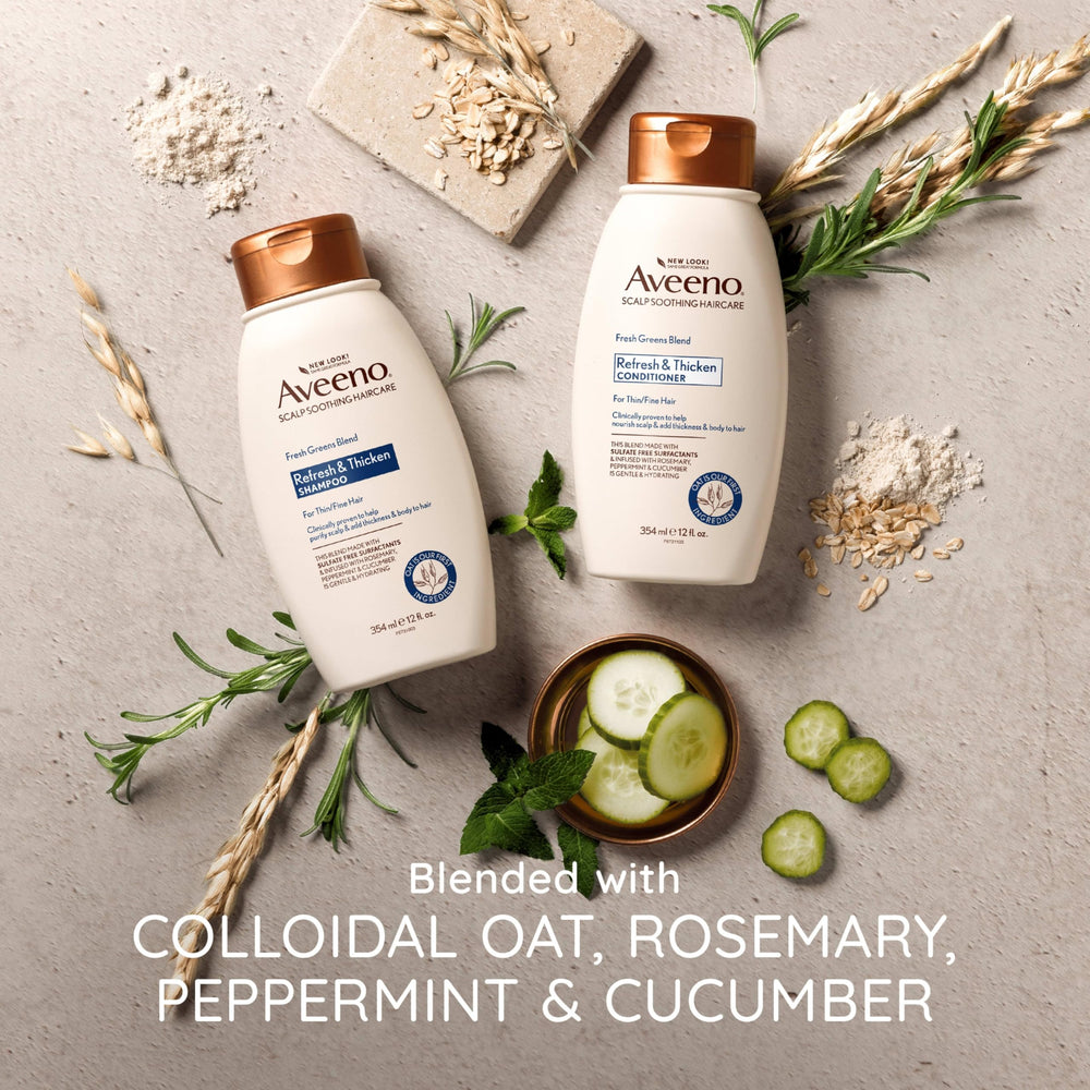 Aveeno Champú Fresh Greens Blend: cabello con volumen ligero desde la raíz.
