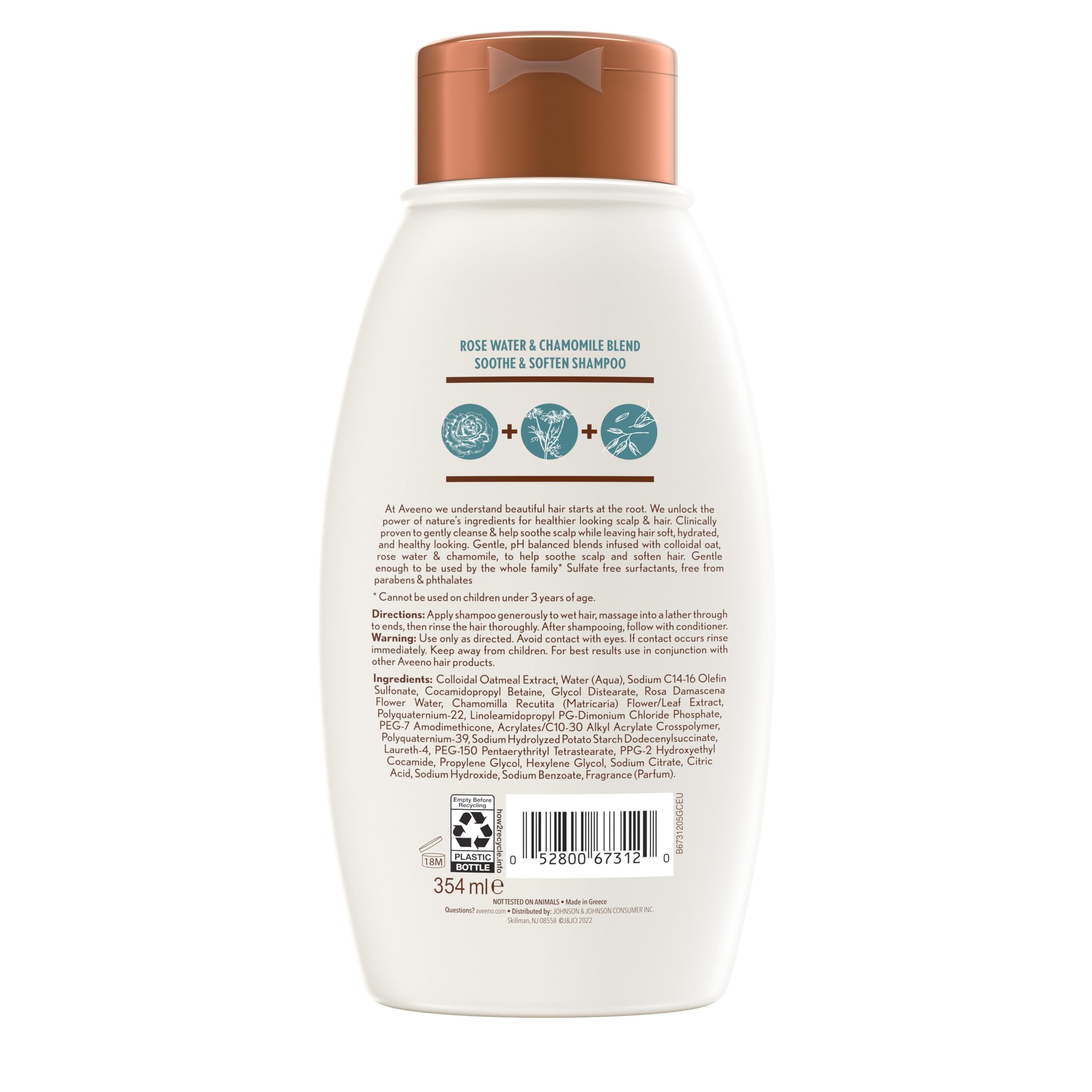 Línea calmante del cuero cabelludo de Aveeno, con rosas y camomila