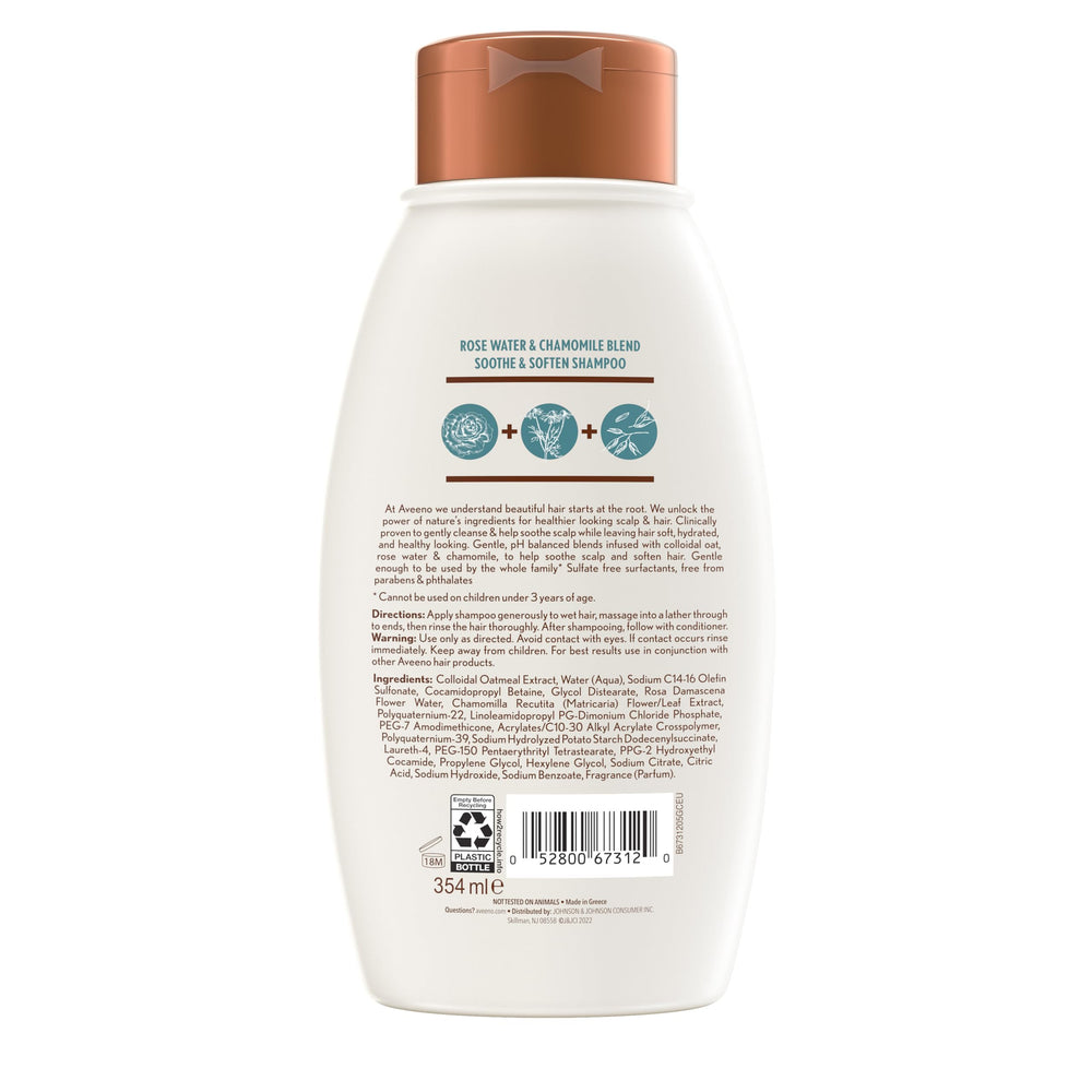 Línea calmante del cuero cabelludo de Aveeno, con rosas y camomila