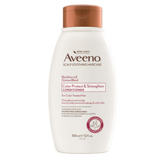 Aveeno Condicionador Frambuesa Quinoa, botella visible, suaviza cabello teñido y protege el color.