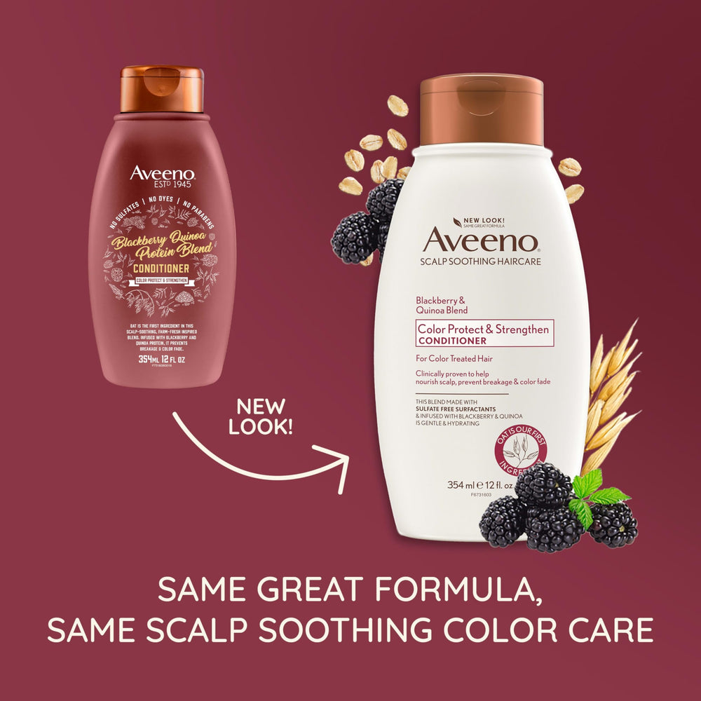 Aveeno Condicionador Frambuesa Quinoa, textura cremosa que facilita la aplicación y deja brillo.