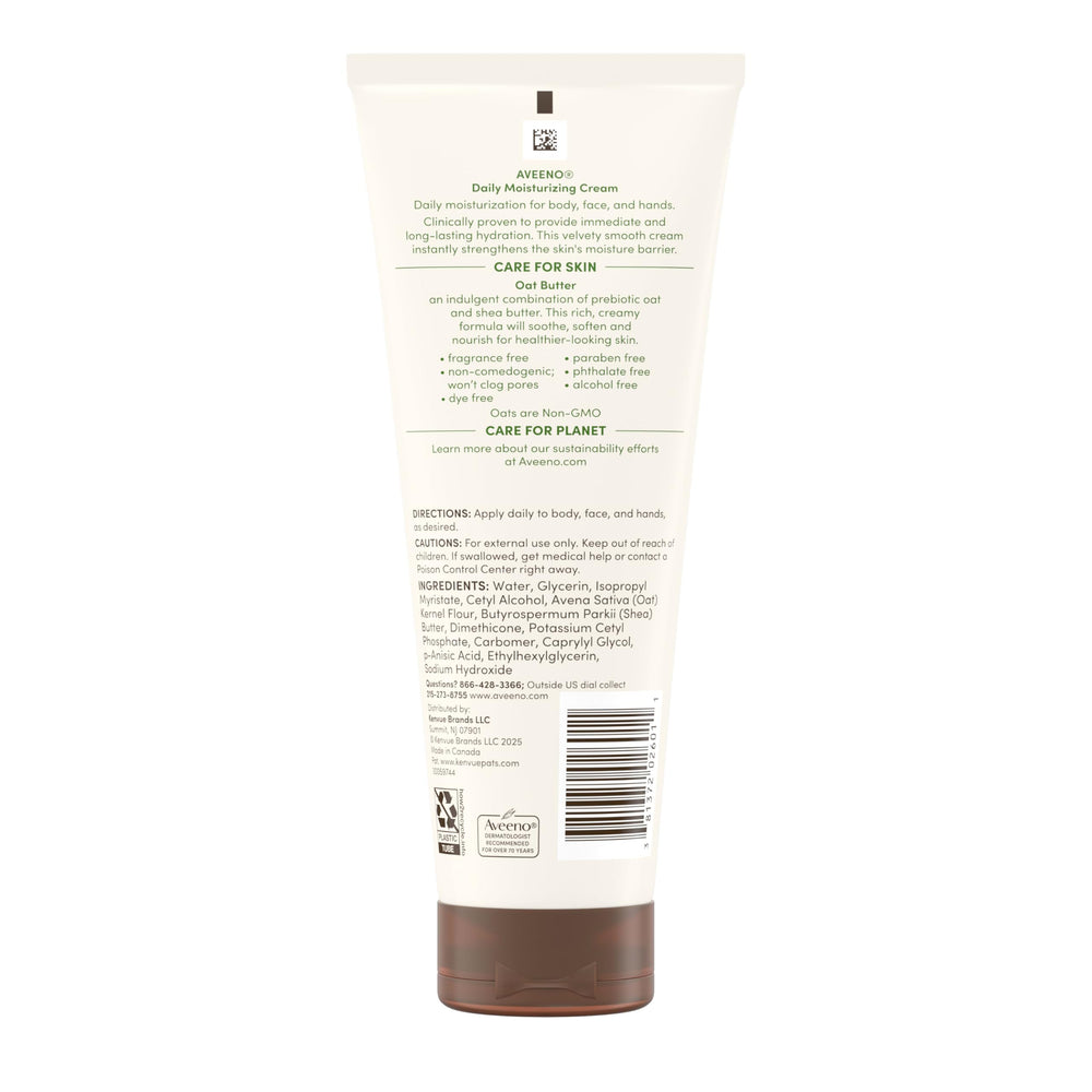 Aveeno crema multiuso para cuerpo, cara y manos, hidratación prolongada.