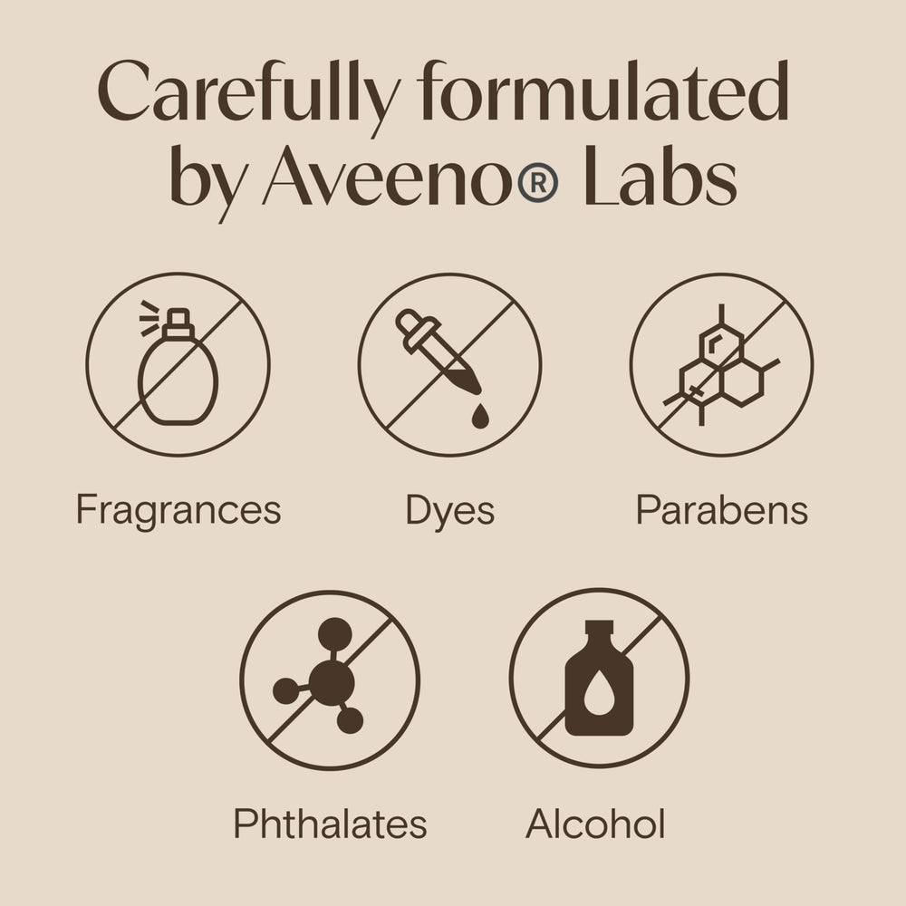 Aveeno crema sin fragancia y sin colorantes para piel delicada.
